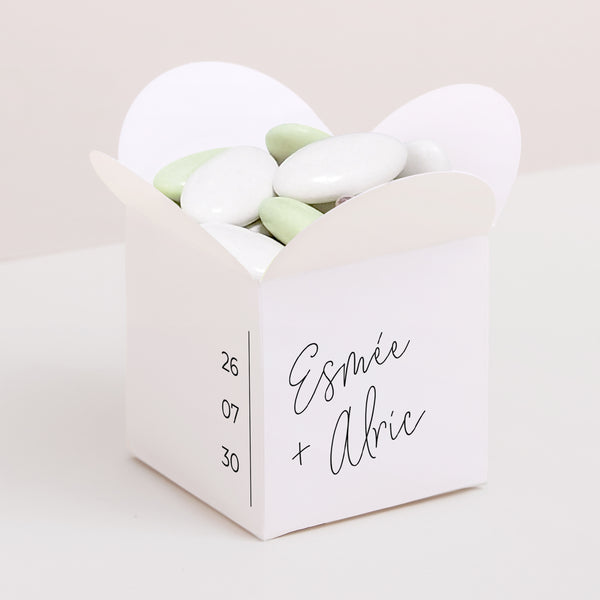 Boîte à dragées Mariage Ouverture papillon Photo + typo photo