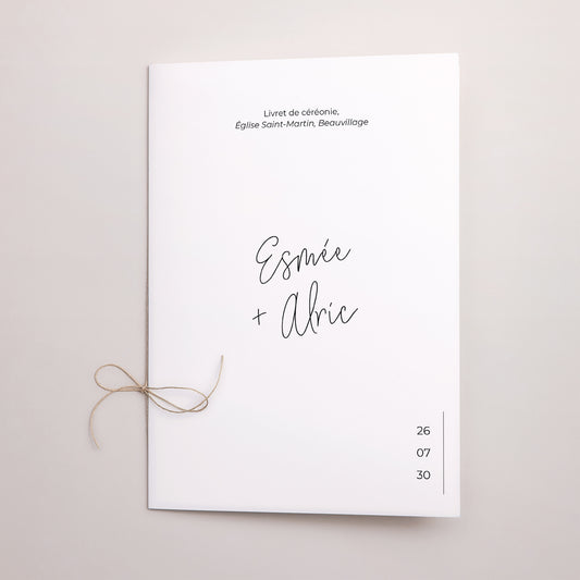 Livret de messe Mariage Double volet Photo + typo photo