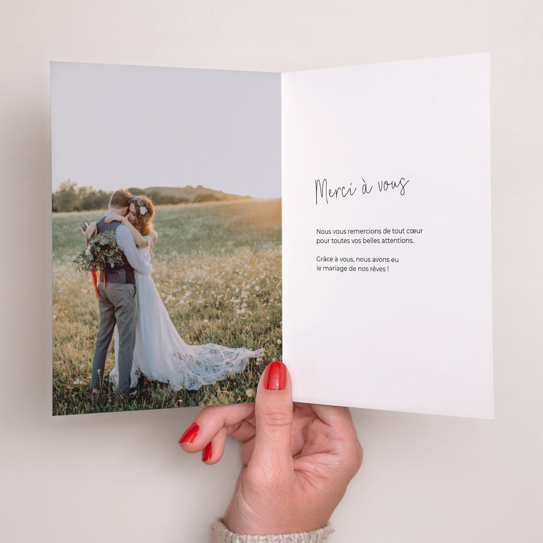 Remerciements Mariage Portrait double volet Photo + typo photo N° 2