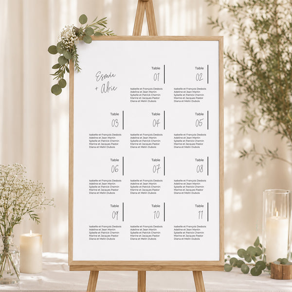 Plan de table Mariage Portrait 60 x 90 cm Photo + typo photo