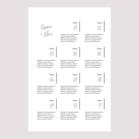 Plan de table Mariage Portrait 60 x 90 cm Photo + typo