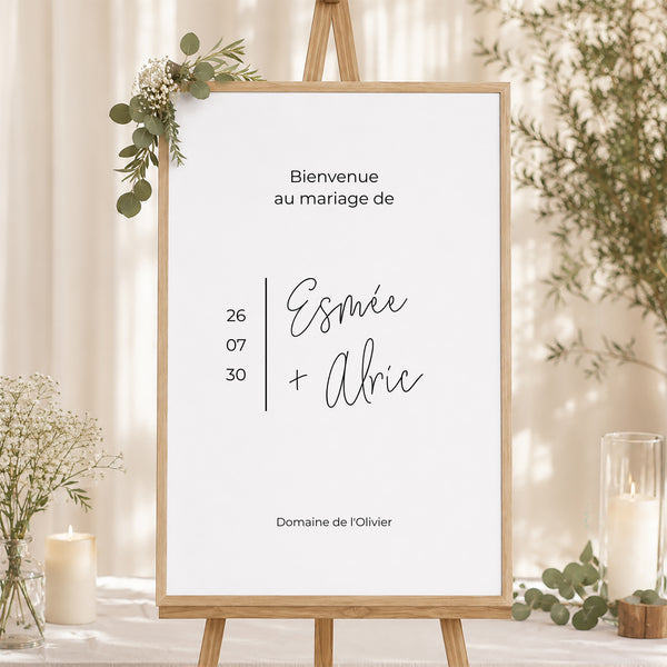 Panneau bienvenue Mariage Portrait 60 x 90 cm Photo + typo photo