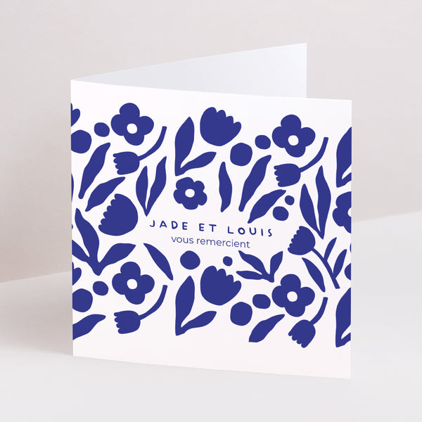 Remerciements Mariage Carré double volet Bleu Majorelle photo