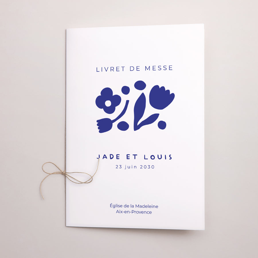 Livret de messe Mariage Double volet Bleu Majorelle photo