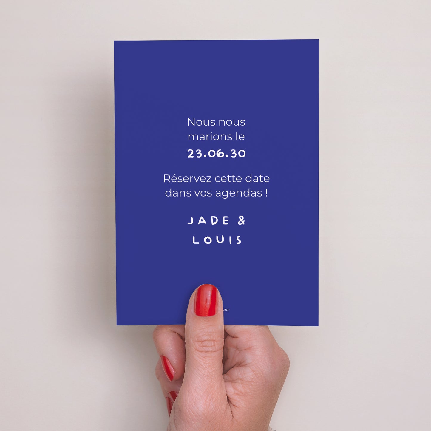 Save the date Mariage Portrait Bleu Majorelle photo N° 3