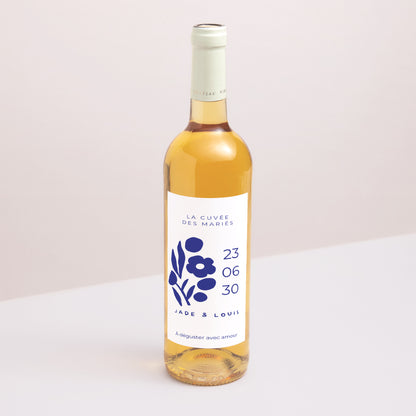 Etiquette bouteille Mariage Portrait Bleu Majorelle photo N° 1