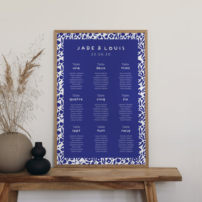 Plan de table Mariage Portrait 60 x 90 cm Bleu Majorelle photo N° 2