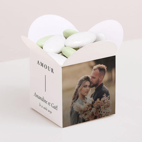 Boîte à dragées Mariage Ouverture papillon TYPO photo