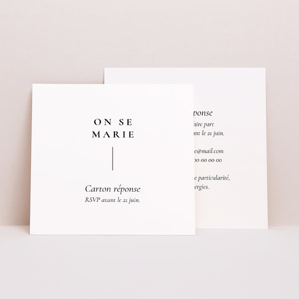 Carton réponse Mariage Carré TYPO photo