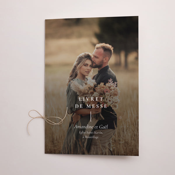 Livret de messe Mariage Double volet TYPO photo