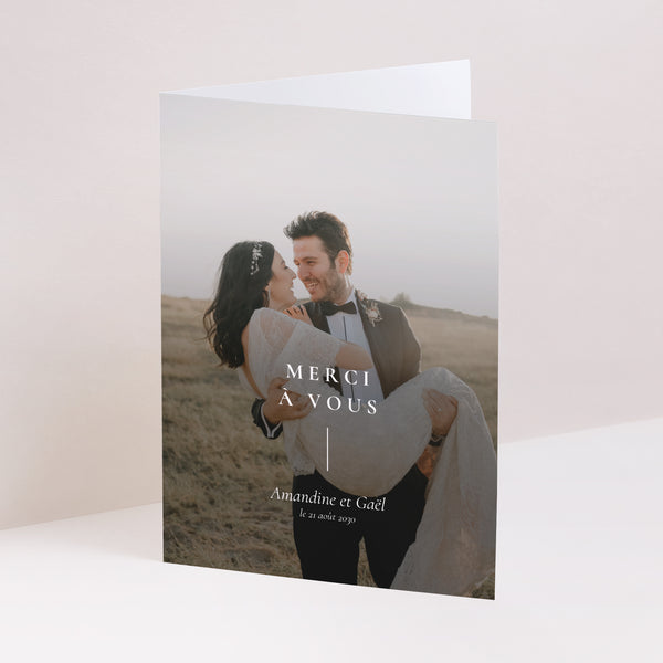 Remerciements Mariage Portrait double volet TYPO photo