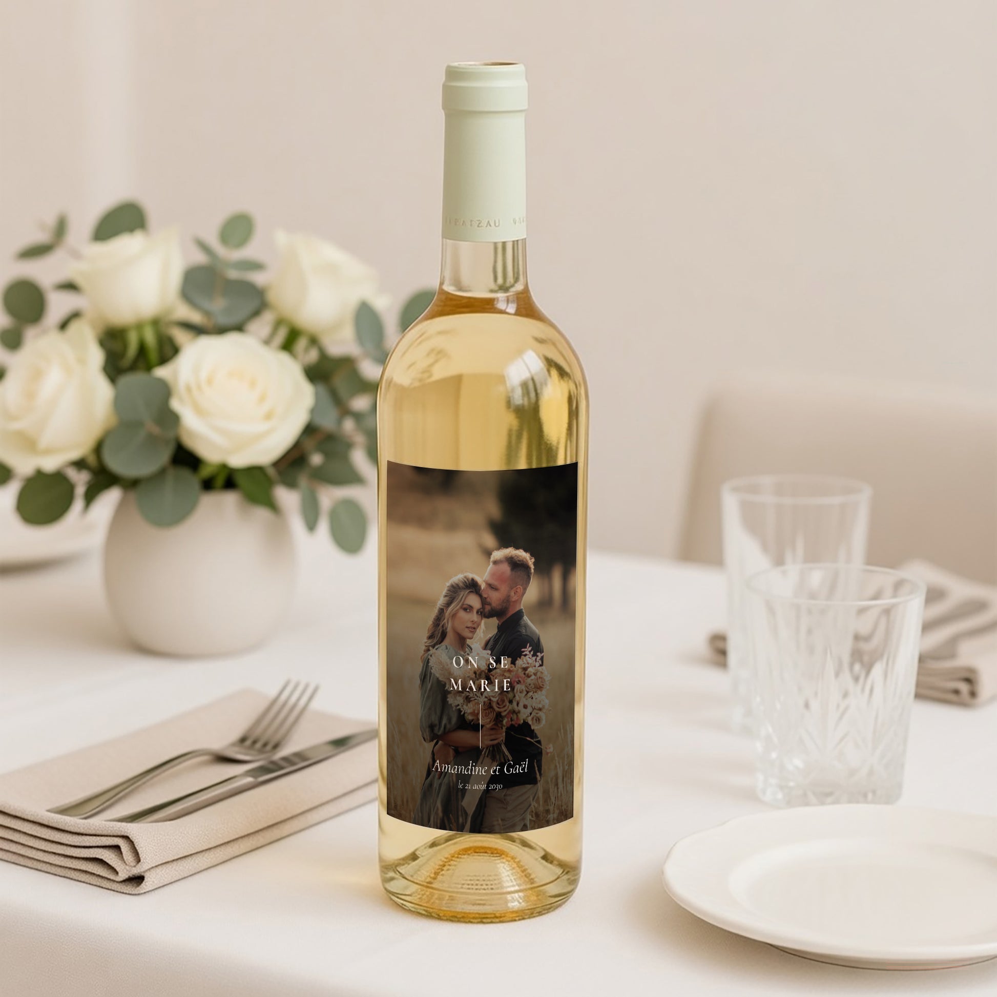 Etiquette bouteille Mariage Portrait TYPO photo N° 2