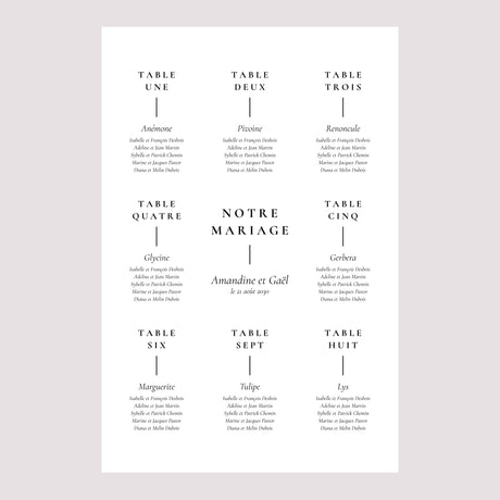 Plan de table Mariage Portrait TYPO