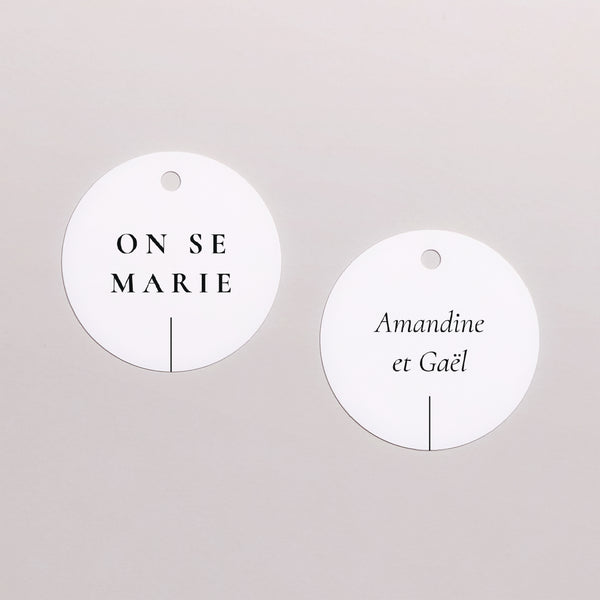 Etiquette perforée Mariage Ronde TYPO photo