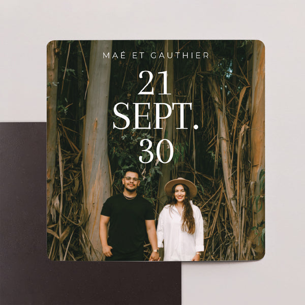 Save the date Mariage Lot de 9, magnétique Typo Date photo