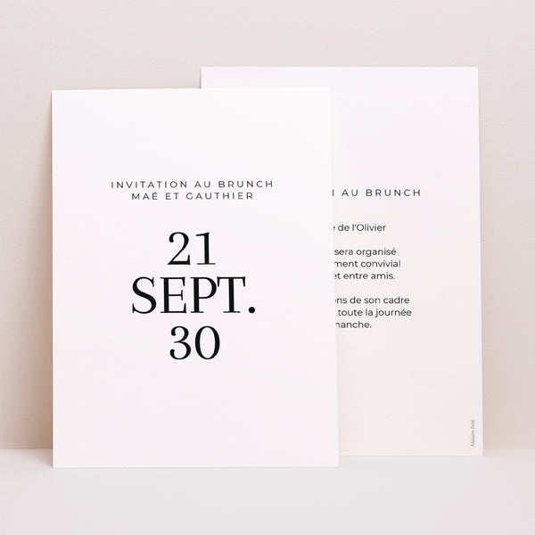 Invitations Mariage Portrait Typo Date photo