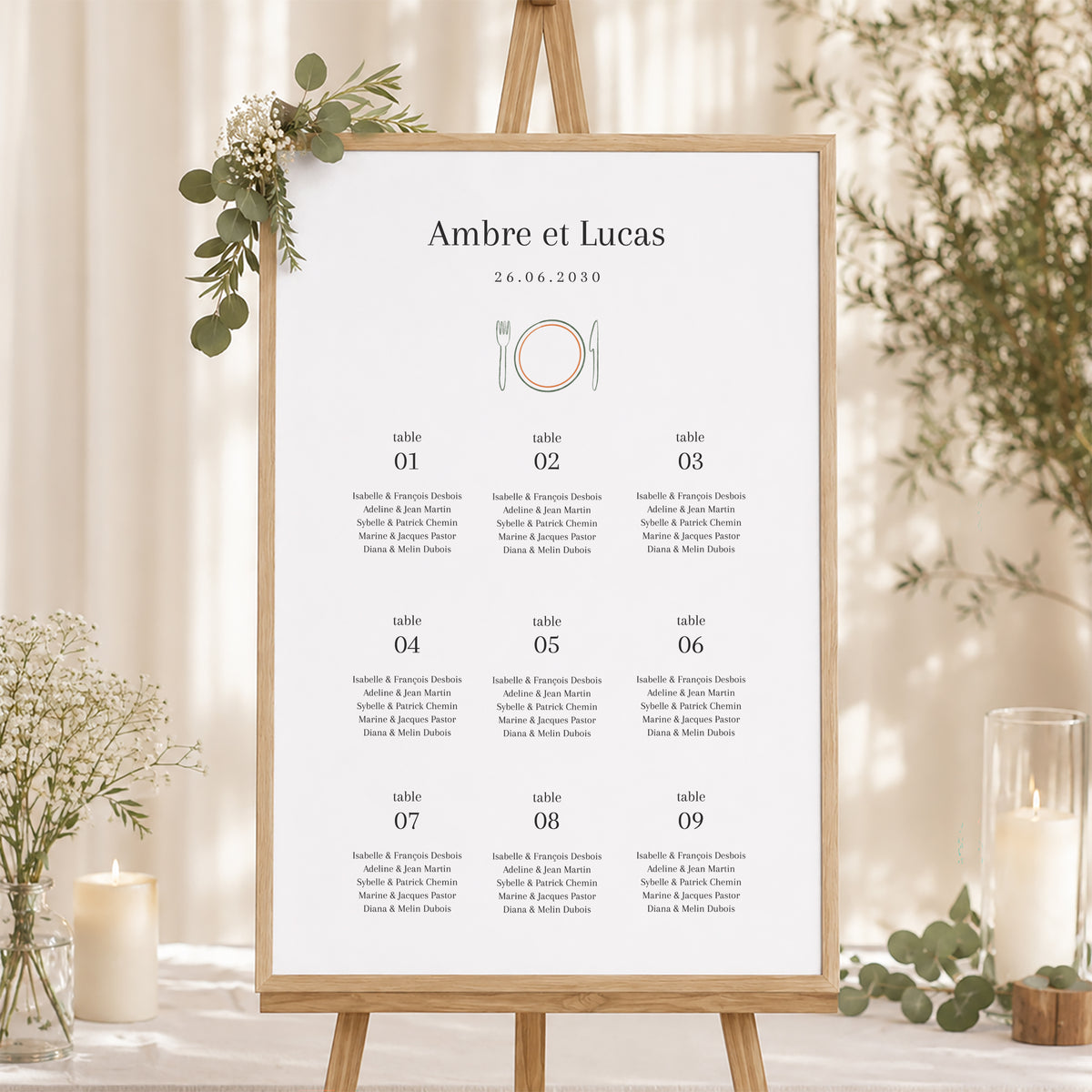 Plan de table Mariage Portrait Ti amo photo N° 1
