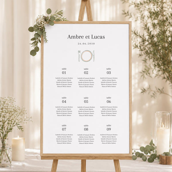 Plan de table Mariage Portrait Ti amo photo