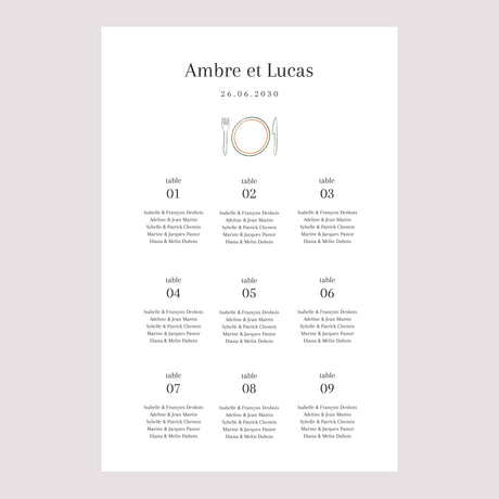 Plan de table Mariage Portrait Ti amo