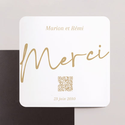 Remerciements Mariage Lot de 8, magnétique, carré coins arrondis Un Grand Oui photo N° 1