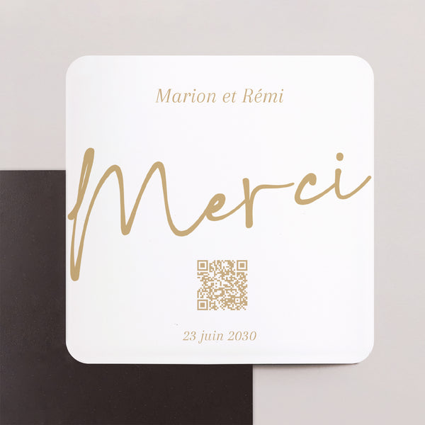 Remerciements Mariage Lot de 8, magnétique, carré coins arrondis Un Grand Oui photo