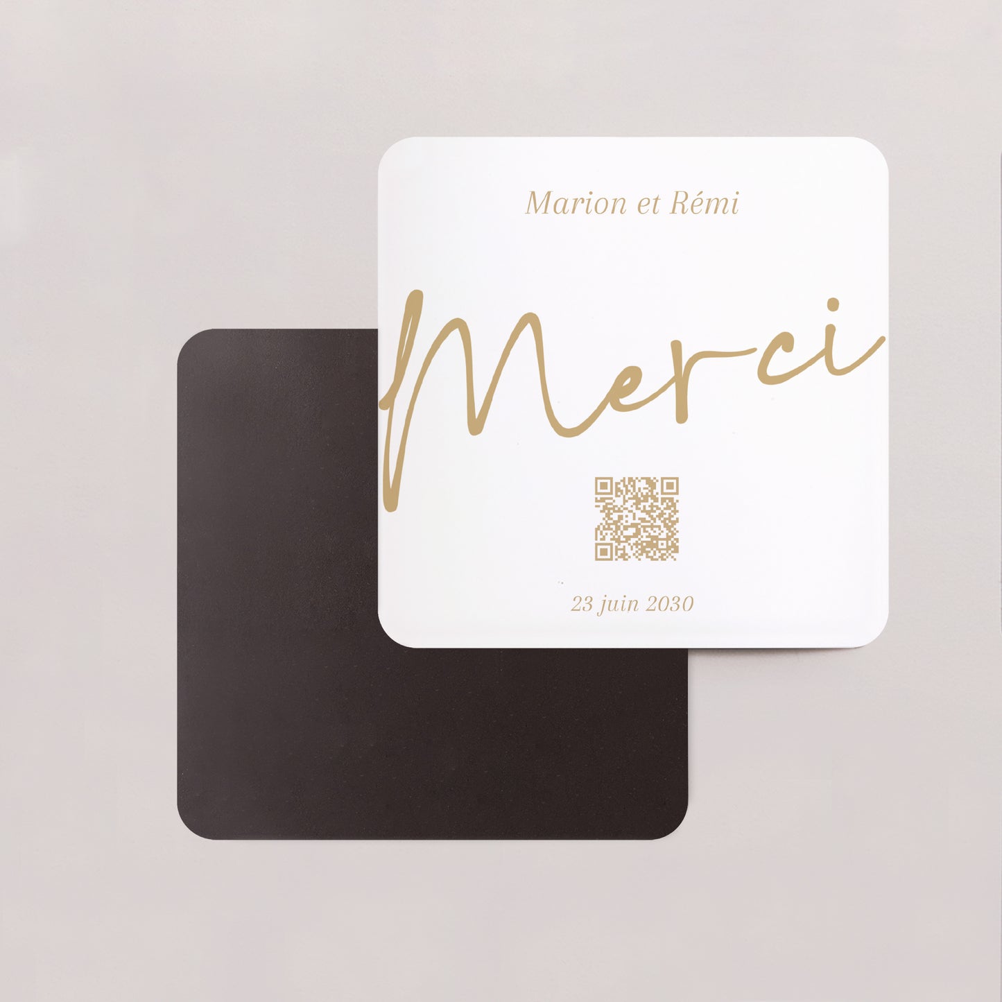 Remerciements Mariage Lot de 8, magnétique, carré coins arrondis Un Grand Oui photo N° 2