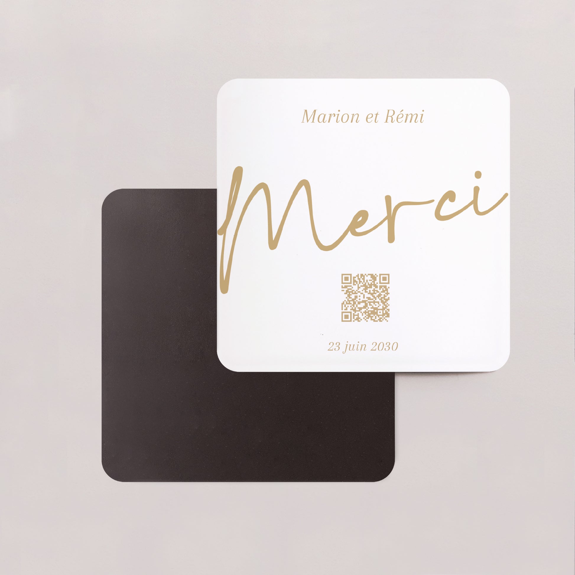 Remerciements Mariage Lot de 8, magnétique, carré coins arrondis Un Grand Oui photo N° 2