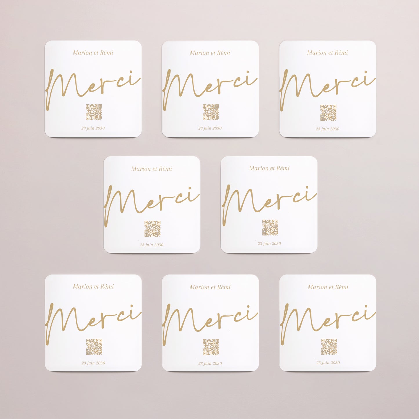 Remerciements Mariage Lot de 8, magnétique, carré coins arrondis Un Grand Oui photo N° 3