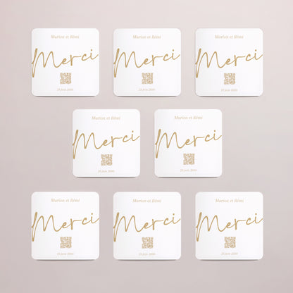 Remerciements Mariage Lot de 8, magnétique, carré coins arrondis Un Grand Oui photo N° 3