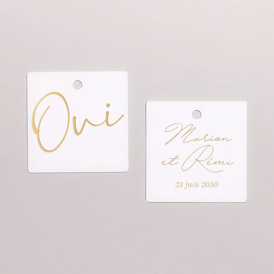Etiquette perforée Mariage Carrée Un grand oui photo