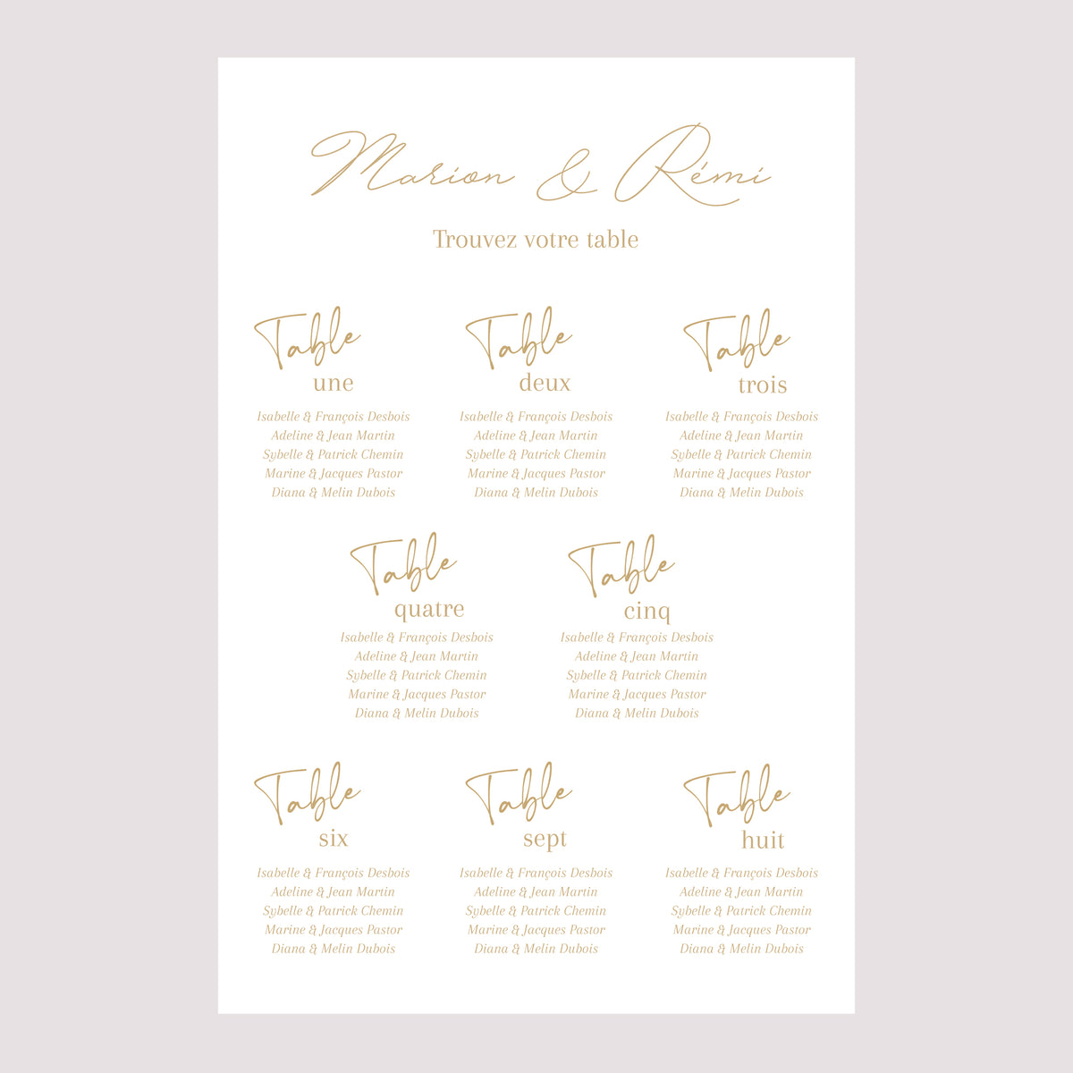Plan de table Mariage Portrait 60 x 90 cm Un Grand Oui photo N° 2