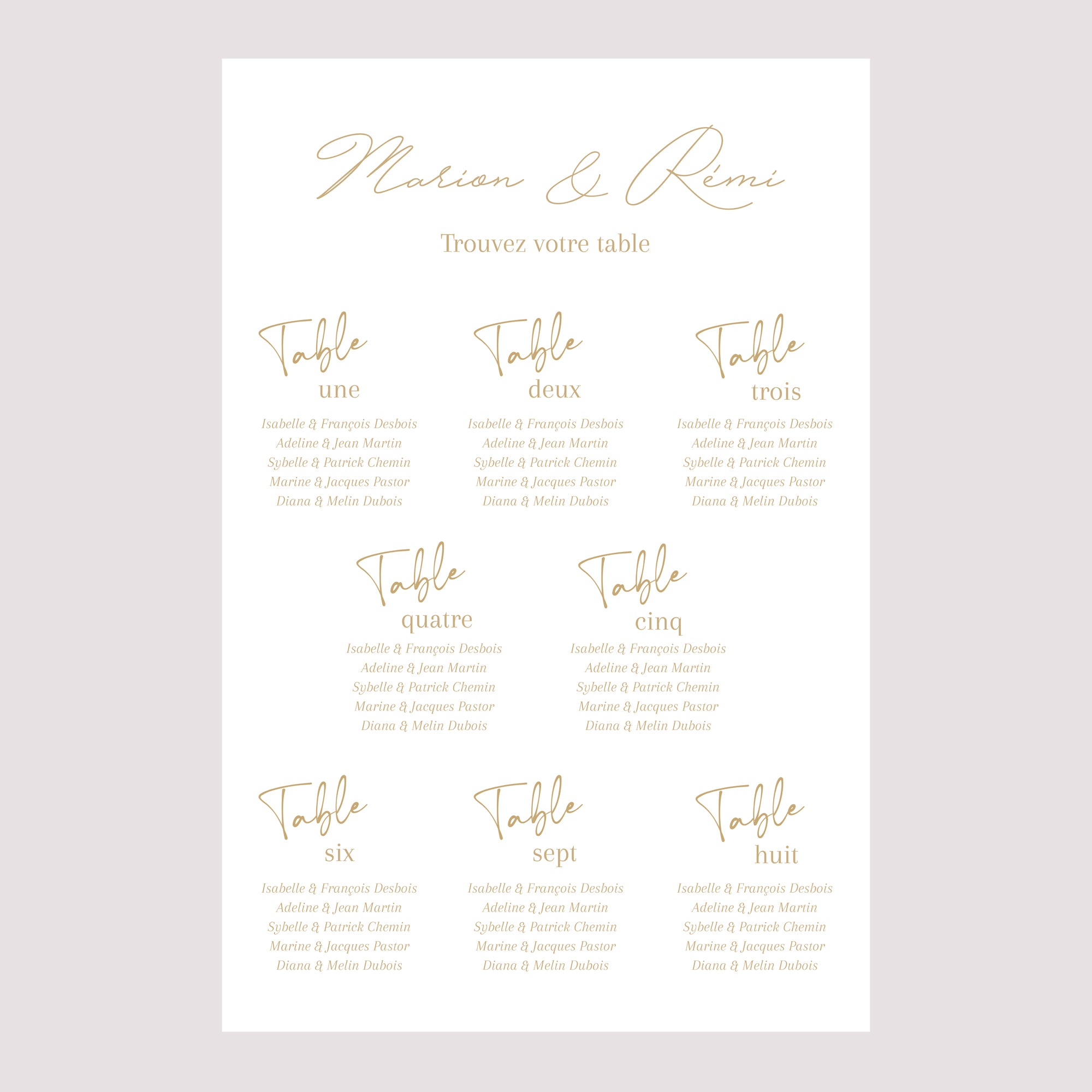 Plan de table Mariage Portrait 60 x 90 cm Un Grand Oui photo N° 2