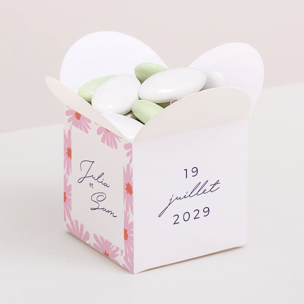 Boîte à dragées Mariage Ouverture papillon Fleurs pop III photo