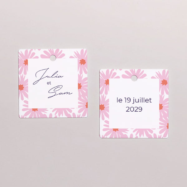 Etiquette perforée Mariage Carrée Fleurs pop III photo