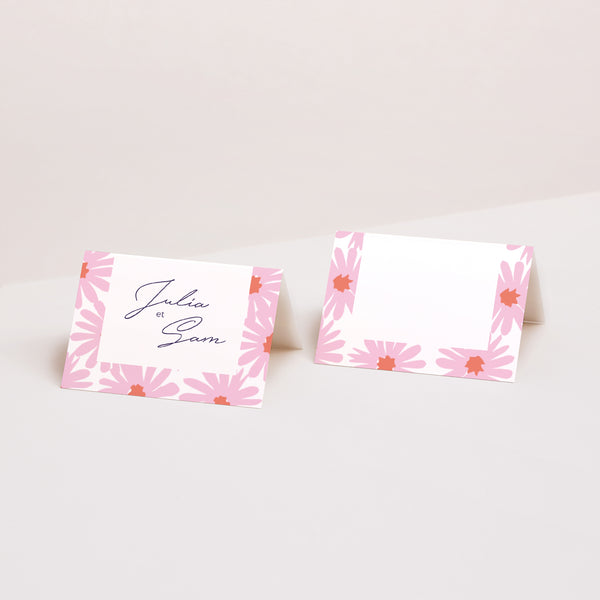 Marque-place Mariage 2 volets Fleurs pop III photo