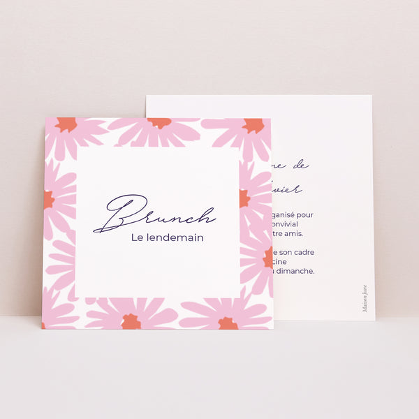 Invitations Mariage Carré Fleurs pop III photo