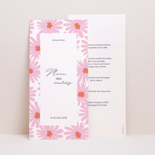 Menu Mariage Panoramique portrait Fleurs pop III photo