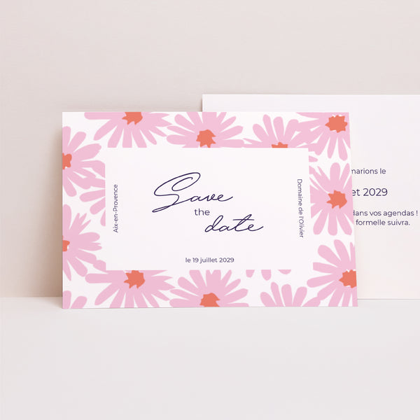 Save the date Mariage Paysage Fleurs pop III photo