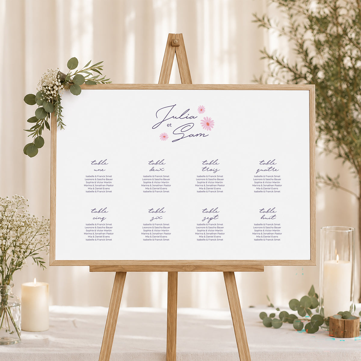 Plan de table Mariage Paysage 90 x 60 cm Fleurs pop III photo N° 1