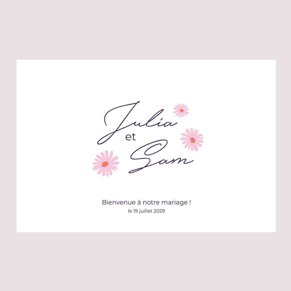 Panneau bienvenue Mariage Paysage 90 x 60 cm Fleurs pop III photo N° 2