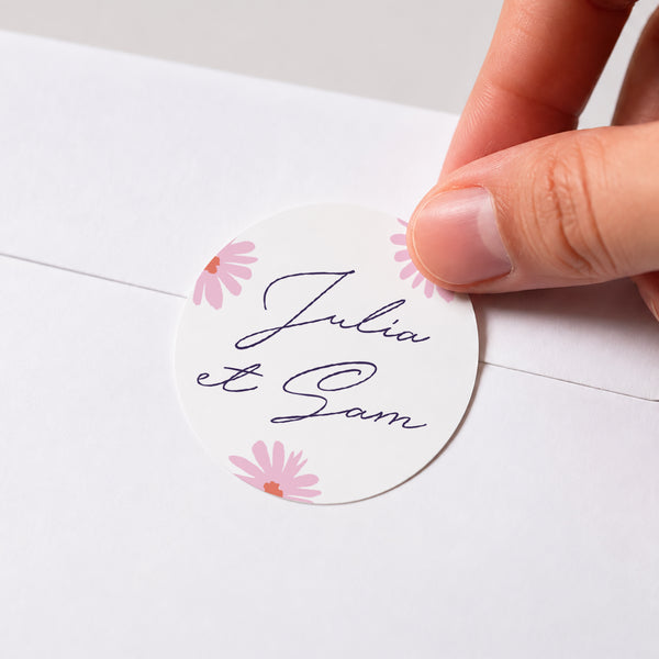 Sticker Mariage Rond Fleurs pop III photo