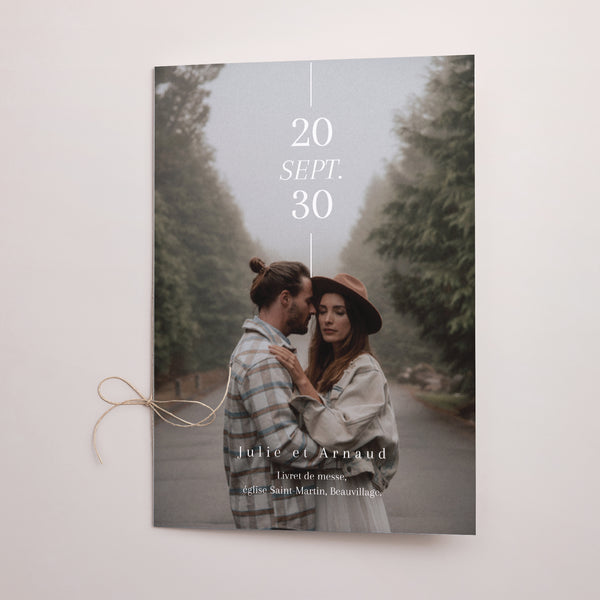 Livret de messe Mariage Double volet Date et ligne photo