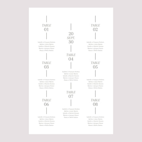 Plan de table Mariage Portrait 60 x 90 cm Date et ligne