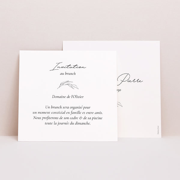 Invitations Mariage Carré Maman et Papa branche photo