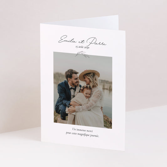 Remerciements Mariage Portrait double volet Maman et Papa branche photo