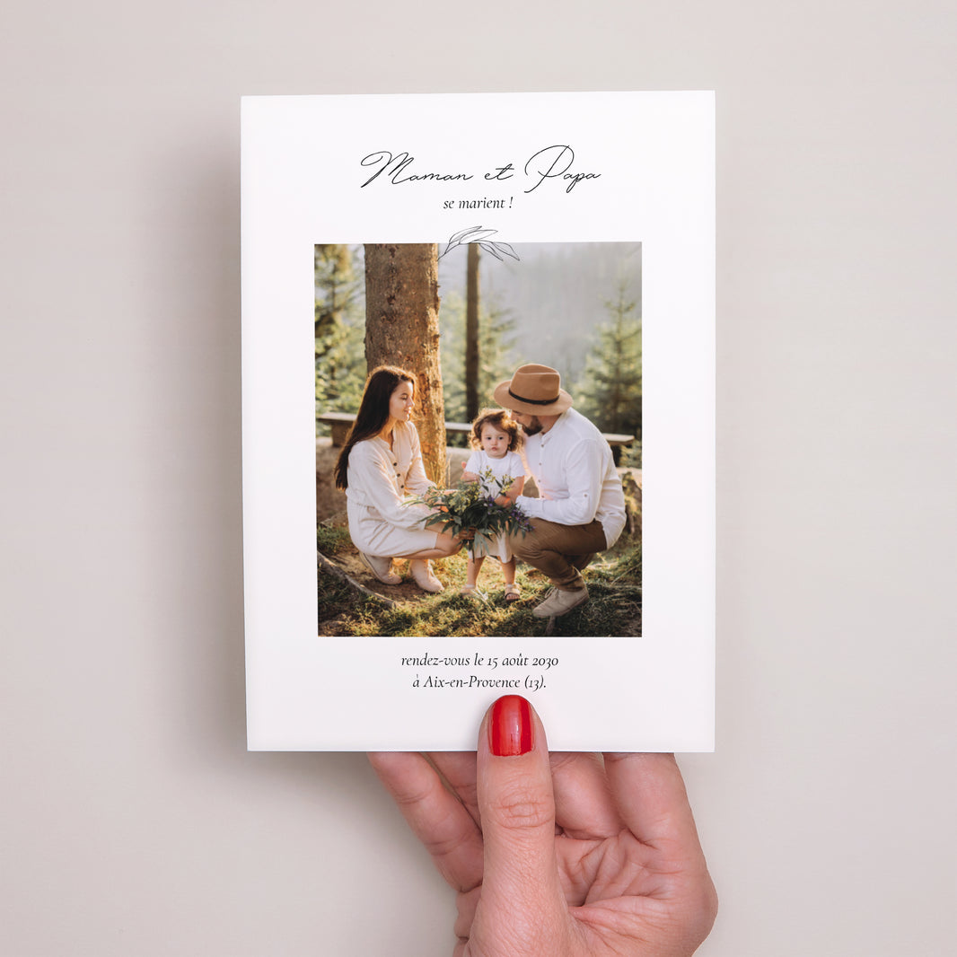 Faire-part Mariage Portrait Maman et Papa branche photo N° 2