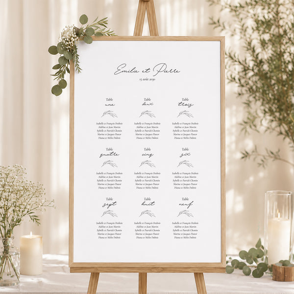 Plan de table Mariage Portrait Maman et Papa branche photo