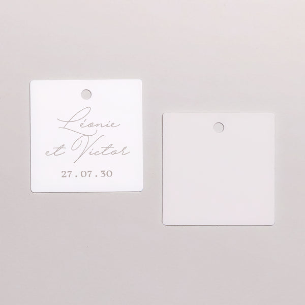 Etiquette perforée Mariage Carrée Typo script photo II photo