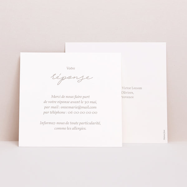 Carton réponse Mariage Carré Typo script photo II photo