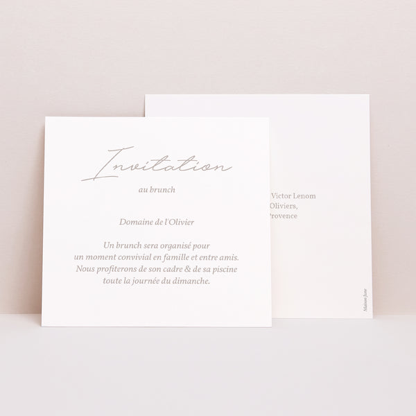 Invitations Mariage Carré Typo script photo II photo